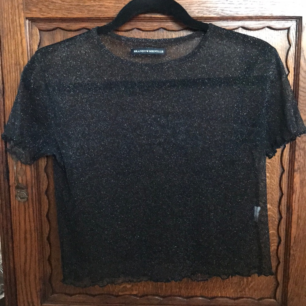 Brandy Melville Black Glitter Top